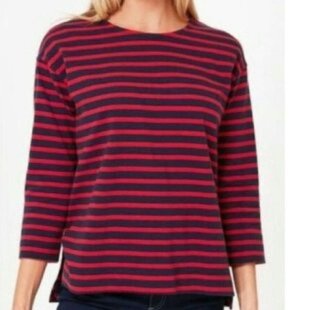 Tuckernuck Red & Navy Blue Striped 2-Piece Cotton Knit Lounge Short Set Small.